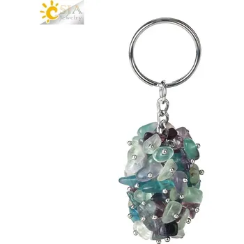 Přívěsek Krystalový přívěsek na klíče | ochranný amulet, pánský přívěsek - Fluorit