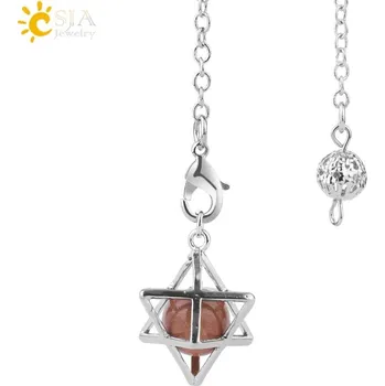 Přívěsek Přívěsek merkaba z přírodního kamene | křišťálové korálky, amulet - Hnědý písek