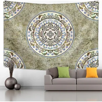 Koberec Mandala boho dekorace na stěnu | závěsný koberec, psychedelická mandala - gt331 , 150 x 150 cm