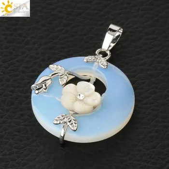 Přívěsek Přívěsek z minerálů s květinovým motivem | přírodní přívěsek, šperk z krystalu - Opál