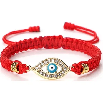 Náramek Pletené náramky štěstí s okem | náramky pro páry, šperky přátelství - Barva červeného zlata