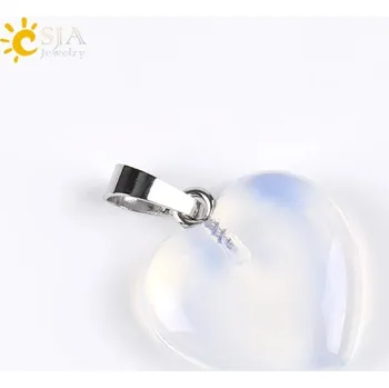 Přívěsek Minerální přívěsek ve tvaru srdce | přírodní šperk, přívěsek pro zamilované - Opál