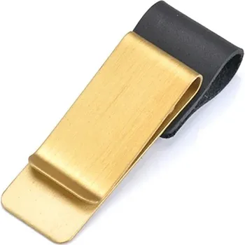 Kožený držák na psací potřeby | kovový klip, kožený diář - Mosazná černá