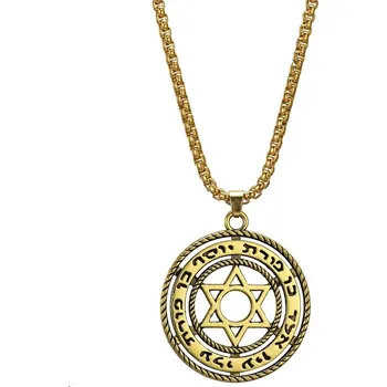 Přívěsek Davidova hvězda v kruhu irských uzlů | amulet přívěsek, magický šperk - krabicový řetěz B