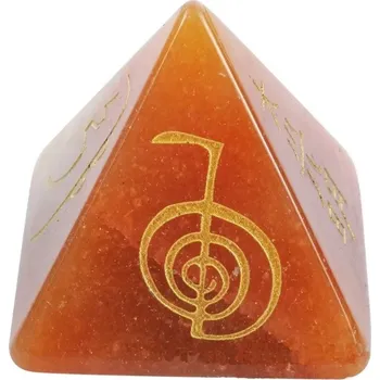 Přírodní kámen Ametystová čakrová pyramida | reiki pyramida, přírodní krystal - Červený avanturín
