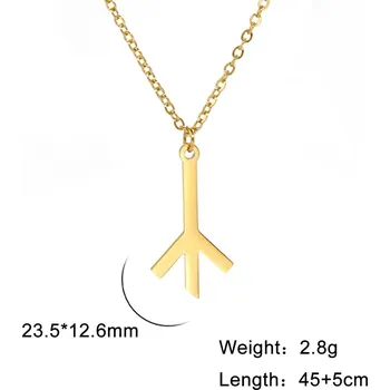 Přívěsek Amulet lásky a klidu se severskými runami | vikingský amulet, runový přívěsek - Algiz zlatá barva