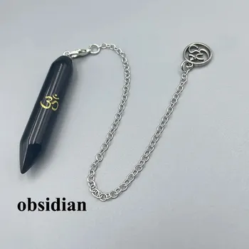 Minerální kyvadlo z přírodního kamene | věštecké kyvadlo, ochranný amulet - Obsidián