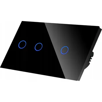 vypínač DOTYKOVÝ SPÍNAČ SVĚTLA DVOJITÝ ČERNÝ SKLENĚNÝ S N 2G1G PRO DVĚ KRABICE