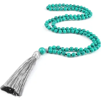 Náhrdelník Mala náhrdelník s přírodním kamenem | buddhistické korále, meditační korále - Zelená borovice