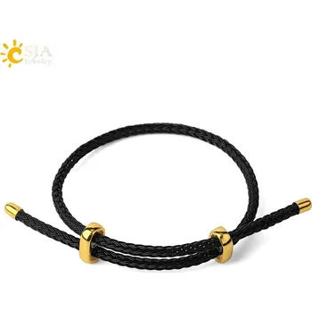 Náramek Pletený náramek s ocelovým lankem | unisex náramek - Černý