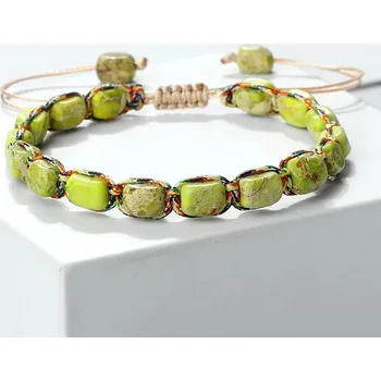 Náramek Přírodní náramek z kamenných korálků | náramek pro ženy | náramek pro muže - Zelený