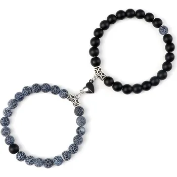 Náramek Partnerské náramky z přírodního kamene | magnetický náramek, náramek lásky - Zvětralý-matný