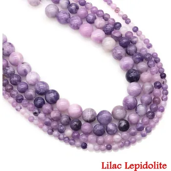 Korálek Minerální korálky na výrobu šperků | minerální korálky | přírodní kámen - Lilac lepidolit , 8 mm (45 až 46 ks)