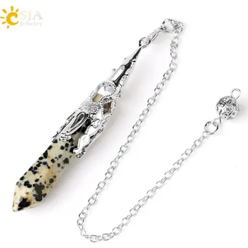 Náhrdelník Kyvadlový náhrdelník nejen pro věštění | věštecké kyvadlo, kyvadlo z minerálu - Dalmát Jaspis 1
