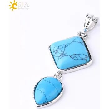 Přívěsek Přívěsek z přírodního kamene ve tvaru kapky | dámský přívěsek, krystal náhrdelník - Modrá tyrkysová