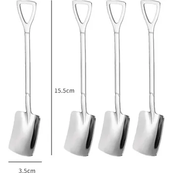 Příbor Stylové nerezové lžičky s motivem lopaty a rýče | servírovací lžíce, kuchyňské náčiní - Stříbro 02-4ks