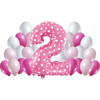 Balónek Sada balónků RŮŽOVÁ srdce k 2. narozeninám 100 cm