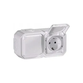 Elektrická zásuvka Plexo Zásuvka Schuko 2x2P+Z horizontální, nástěnná BÍLÁ Legrand 069772L