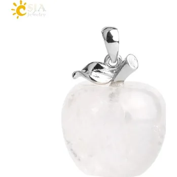 Přívěsek Přívěsek přírodní kámen s motivem jablka | přívěsek šperky - Bílý krystal