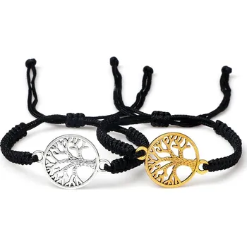 Náramek 2 ks Červený a černý pletený náramek | partnerské náramky, pletené náramky - Styl 14