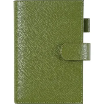 Diář Kožený diář s plánovacím zápisníkem | kožený obal, plánovač - Oblázková oliva