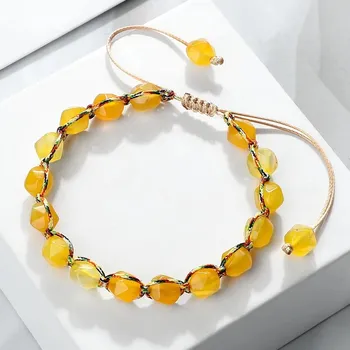Náramek Boho náramek z přírodních korálků | dámský náramek | pánský náramek - Achát žlutý