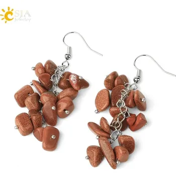 Náušnice Visací náušnice s přírodními kameny | módní šperky, dámské náušnice - Hnědý písek