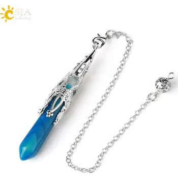 Náhrdelník Kyvadlový náhrdelník nejen pro věštění | věštecké kyvadlo, kyvadlo z minerálu - Modré žíly achát 1