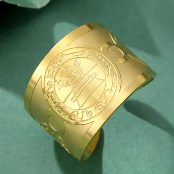 Prsten Amulet bohatství solomon, nastavitelný prsten | ochranný amulet, ocelový prsten - šalamounské zlato