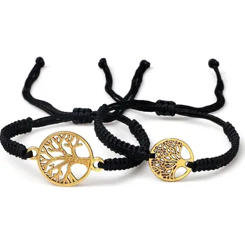 Náramek 2 ks Červený a černý pletený náramek | partnerské náramky, pletené náramky - Styl 6