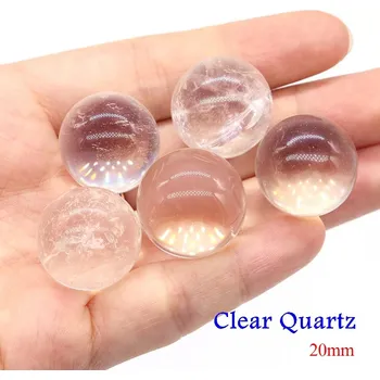 Korálek Přírodní minerální kuličky 20 mm | ametyst korálky | koule z kamene - Čirý křemen , 10 KS