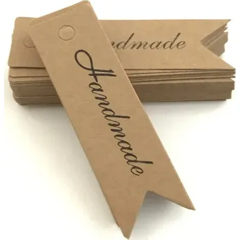 Dárková visačka 100 ks Papírové dárkové štítky pro kreativní tvoření | visačky na dárky, děkovné visačky - Ručně vyráběné hnědé