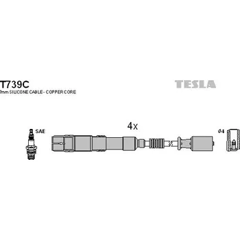 Zapalovací kabel Sada kabelů pro zapalování TESLA T739C