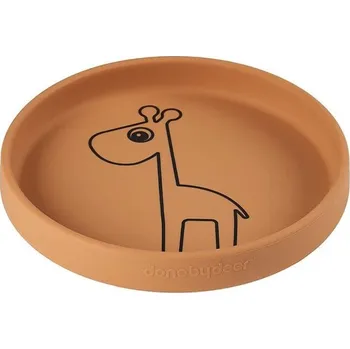 dětská jídelní sada Done by Deer Silikonový talíř kulatý - RAFFI - HOŘČICOVÝ