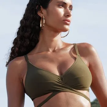 Dámské plavky Plavková podprsenka ANTIGEL (EBB2714-23), Barva tmavě zelená, Velikost 70B