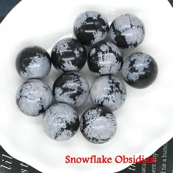 Minerální kuličky pro harmonii a energii | přírodní korálky | polodrahokamy - Obsidián sněhové vločky , 20 KS