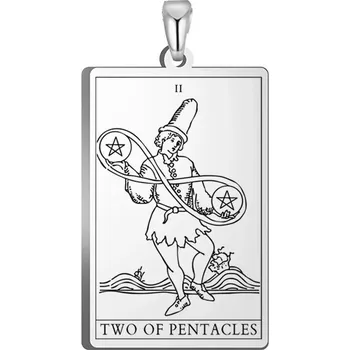 Přívěsek Tarot přívěsek pro náhrdelník | ocelový přívěsek, přívěsek s motivem karet - DVA PENTAKLY 1