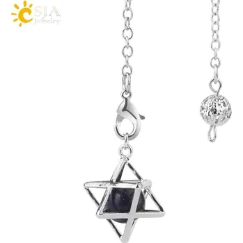 Přívěsek Přívěsek merkaba z přírodního kamene | křišťálové korálky, amulet - Modrý písek