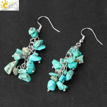 Náušnice Visací náušnice s přírodními kameny | módní šperky, dámské náušnice - Tyrkysový