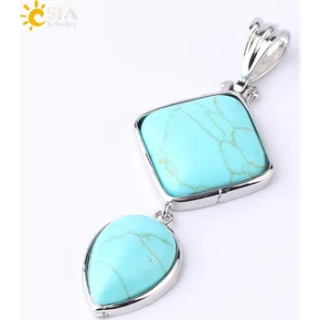 Přívěsek Přívěsek z přírodního kamene ve tvaru kapky | dámský přívěsek, krystal náhrdelník - Tyrkysový