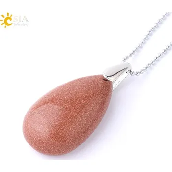 Přívěsek Minerální přívěsek ve tvaru vodní kapky | přívěsek, krystalový šperk - Hnědý pískový řetěz