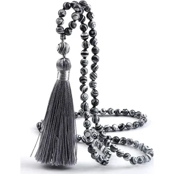 Náhrdelník Japamala korálkový náhrdelník 108 korálků | buddhistický šperk, pánský náhrdelník - Šedý malachit