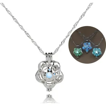 Náhrdelník Svítící náhrdelník s přívěskem | dámský náhrdelník, svítící želva - 31 , Světle modrá