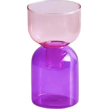 Váza Luxusní dekorativní vázy pro rostliny | skleněné vázy | hydroponické nádoby - Sada růžovofialová