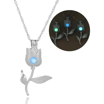 Náhrdelník Svítící náhrdelník s přívěskem | dámský náhrdelník, svítící želva - 32 , Modrý