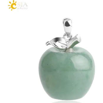Přívěsek Přívěsek přírodní kámen s motivem jablka | přívěsek šperky - Zelený avanturín