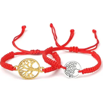 Náramek 2 ks Červený a černý pletený náramek | partnerské náramky, pletené náramky - Styl 9