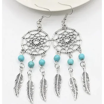 Náušnice Visací náušnice s lapačem snů a minerály | minerální šperky | dámské náušnice - A11