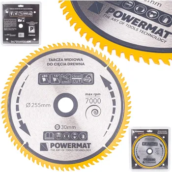 Pilový kotouč Powermat Pilový kotouč na dřevo 255x30mm 80 zubů TDD-255x30x80Z