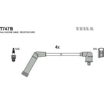 Zapalovací kabel Sada kabelů pro zapalování TESLA T747B